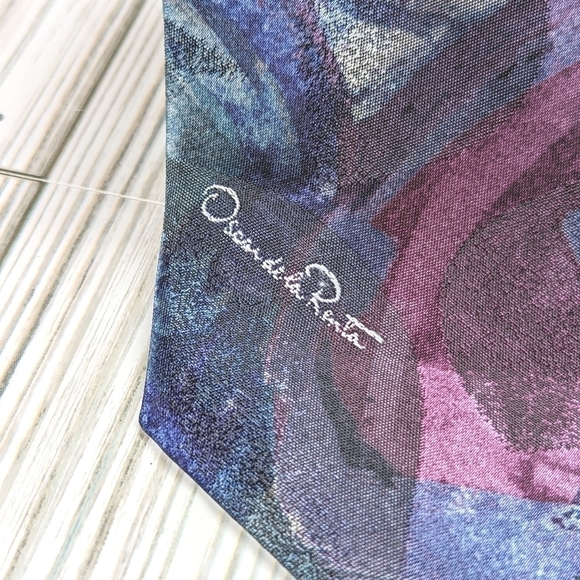 Oscar de la Renta Studio Vintage Metallic Abstract Wide Necktie in Jewel Tones - Picture 3 of 7
